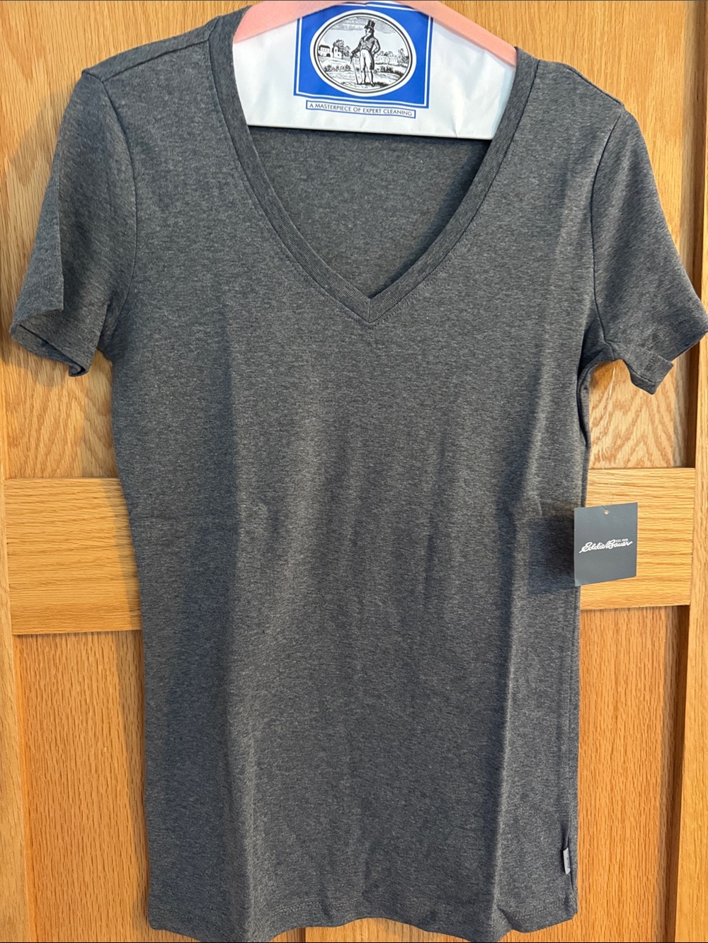 Eddie Bauer Women's Short Sleeve V-Neck Tee in Grey